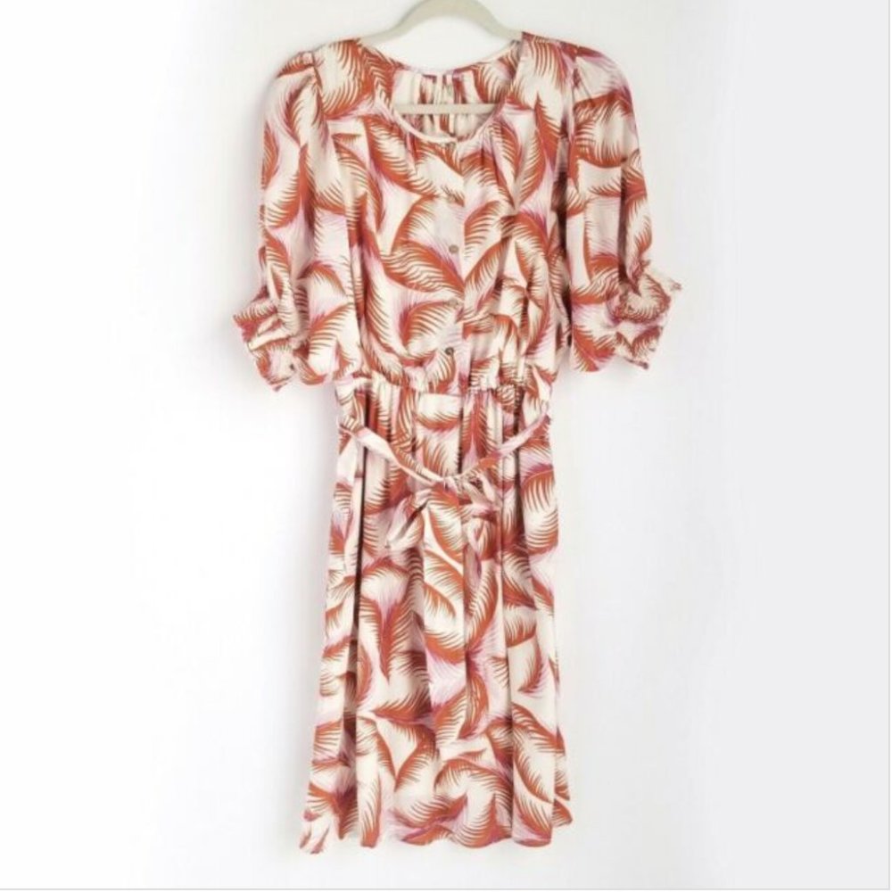 LIKE NEW: by Anthropologie Palm Leaf Dress: XSmall